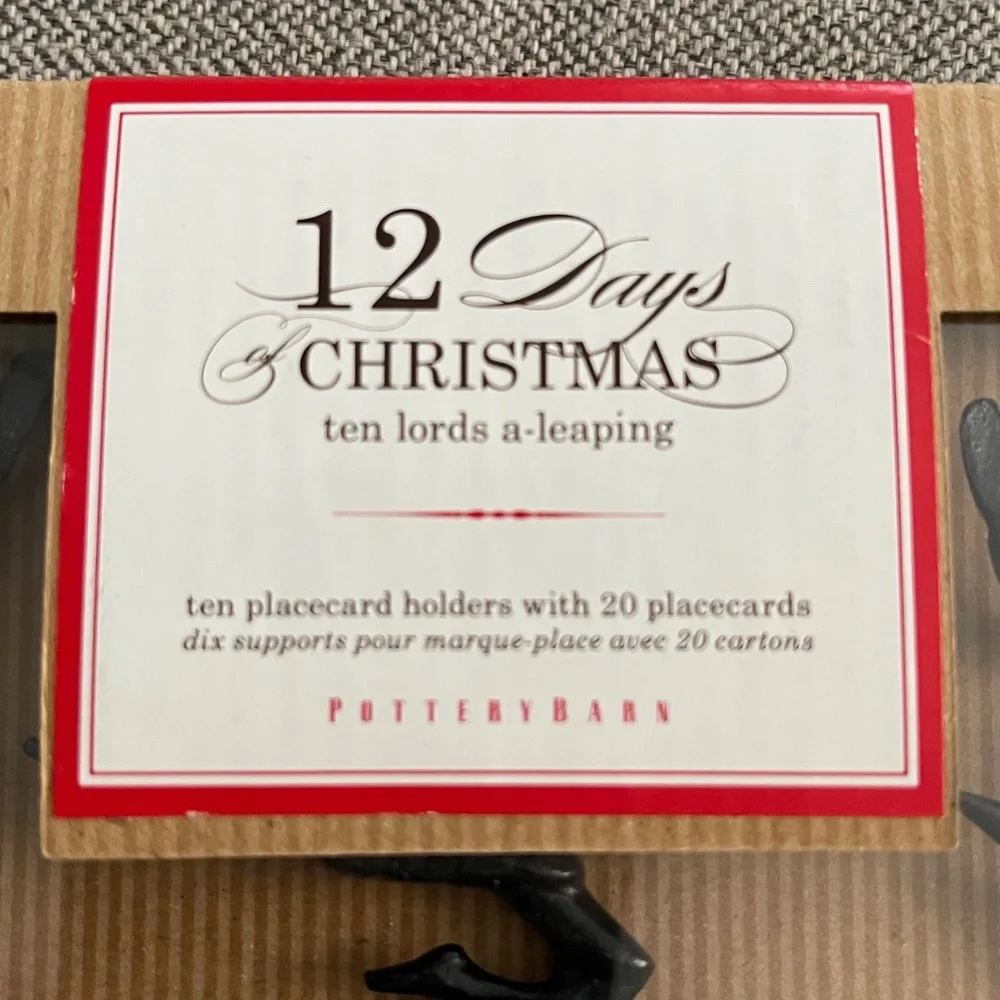 12 Days of Christmas ten lords a-leaping  10 Metal Placecard holders